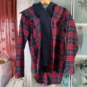 Ci Sono hooded zip up jacket hoodie flannel